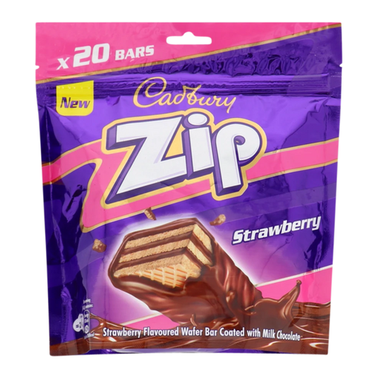 Cadbury Zip Strawberry wafer bars sharebag 160g 20 bars