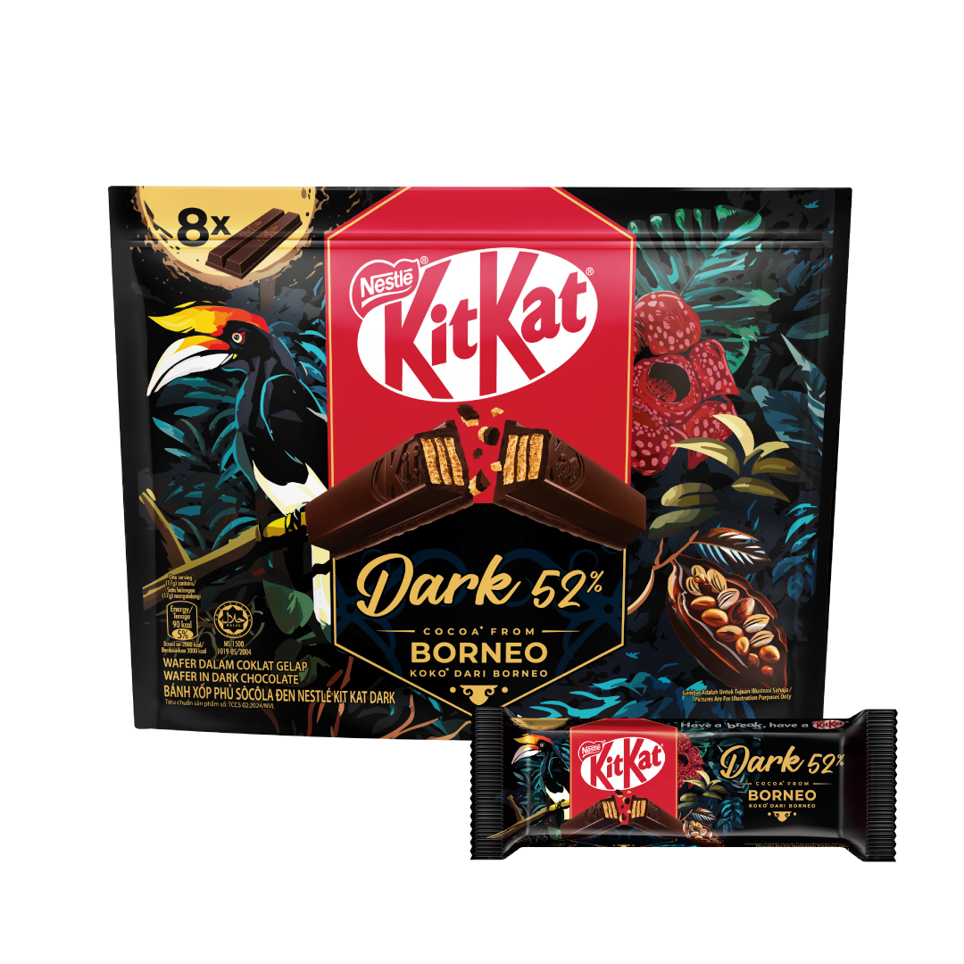 KitKat Dark 52% Cocoa from Borneo 136g sharebag, Malaysia