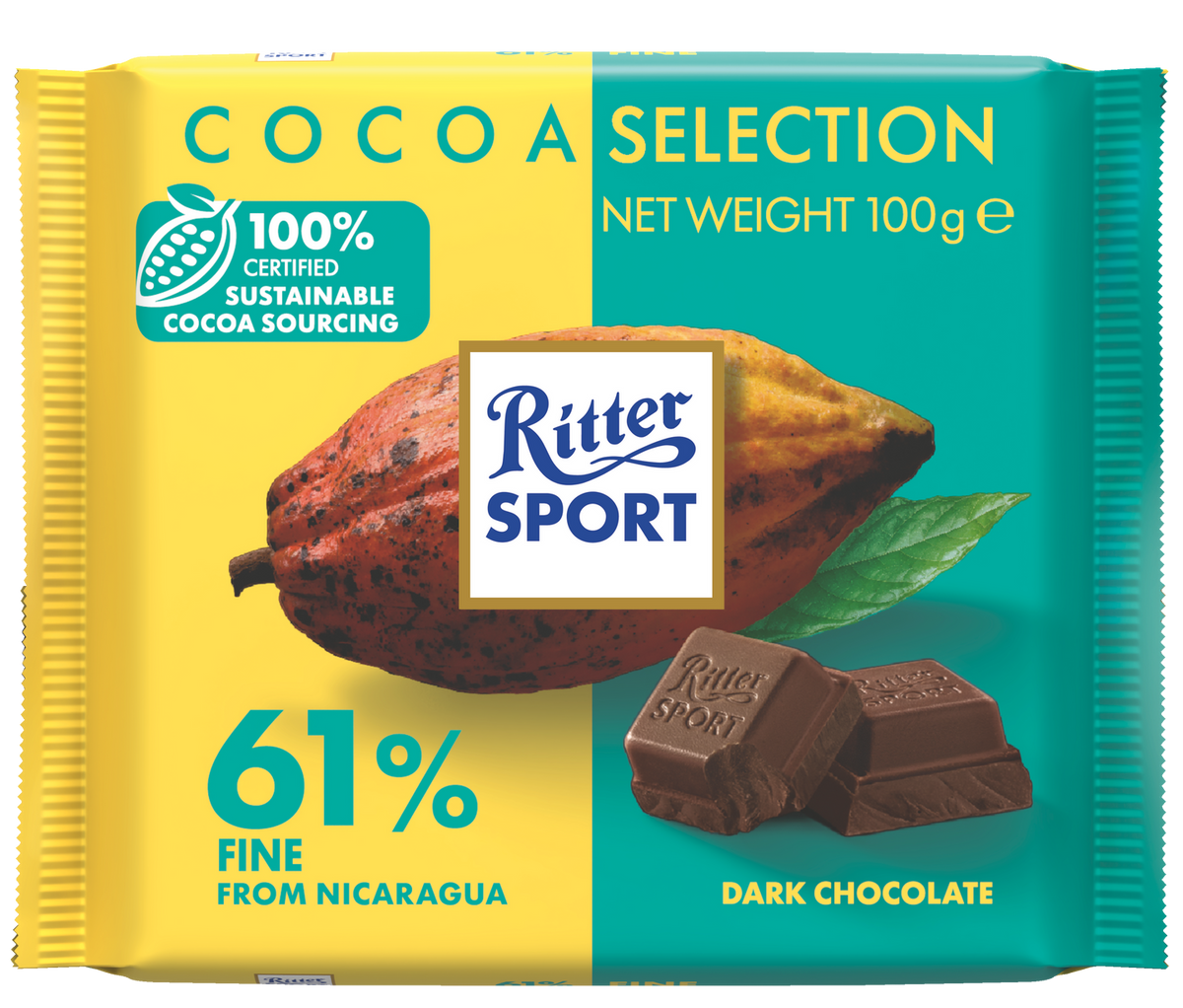 Ritter Sport Cocoa Selection 61% dark chocolate Nicaragua 100g bar