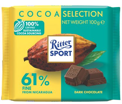 Ritter Sport Cocoa Selection 61% dark chocolate Nicaragua 100g bar