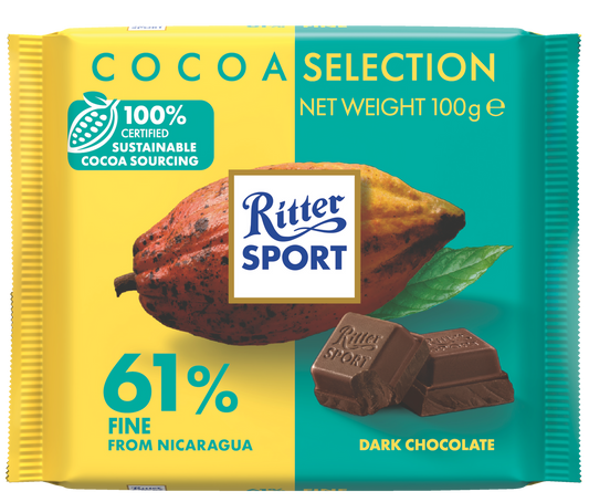 Ritter Sport Cocoa Selection 61% dark chocolate Nicaragua 100g bar