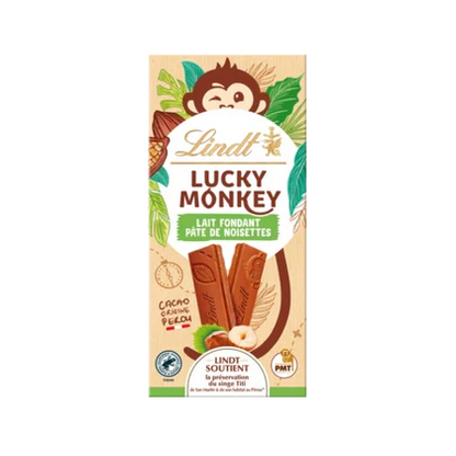Imported Lindt Lucky Monkey Hazelnut Chocolate Bar 100g