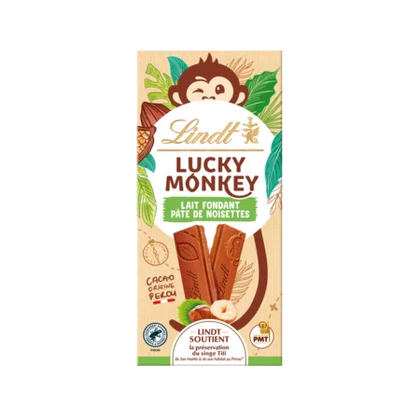 Imported Lindt Lucky Monkey Hazelnut Chocolate Bar 100g