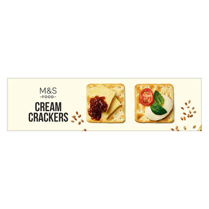 M&S Food Cream Crackers with toppings on a white background