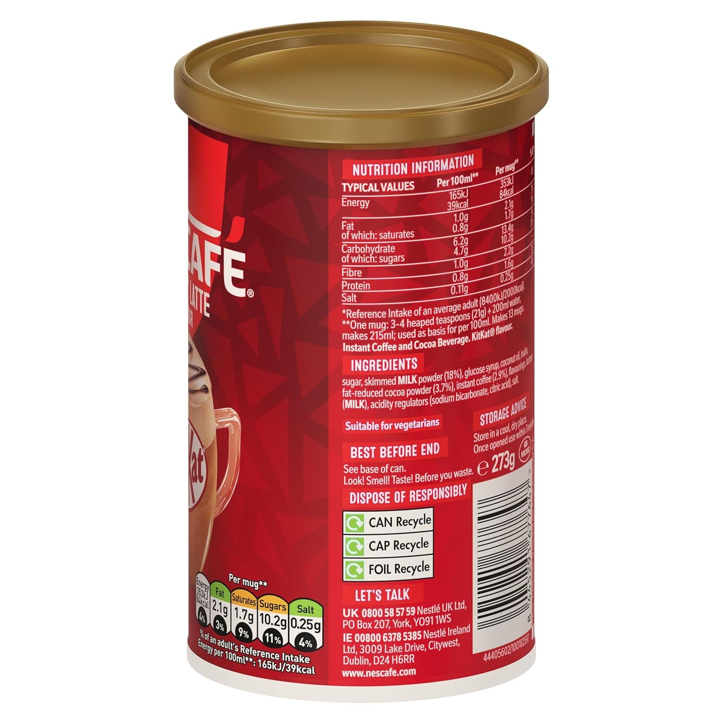 Imported Nescafe KitKat Latte Flavour – Café Style Crunch 273g