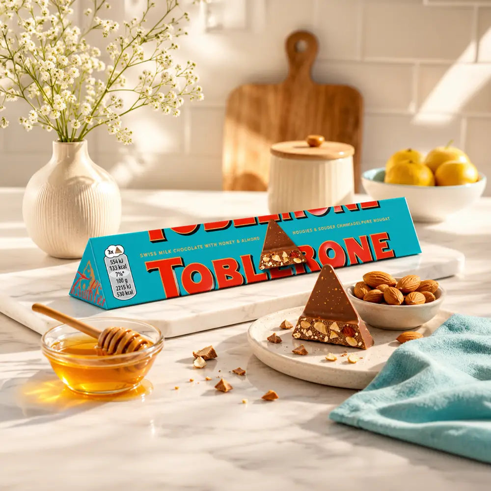 Toblerone Rakhi Hamper – Crunchy Almond Chocolate 100g with Rakhi