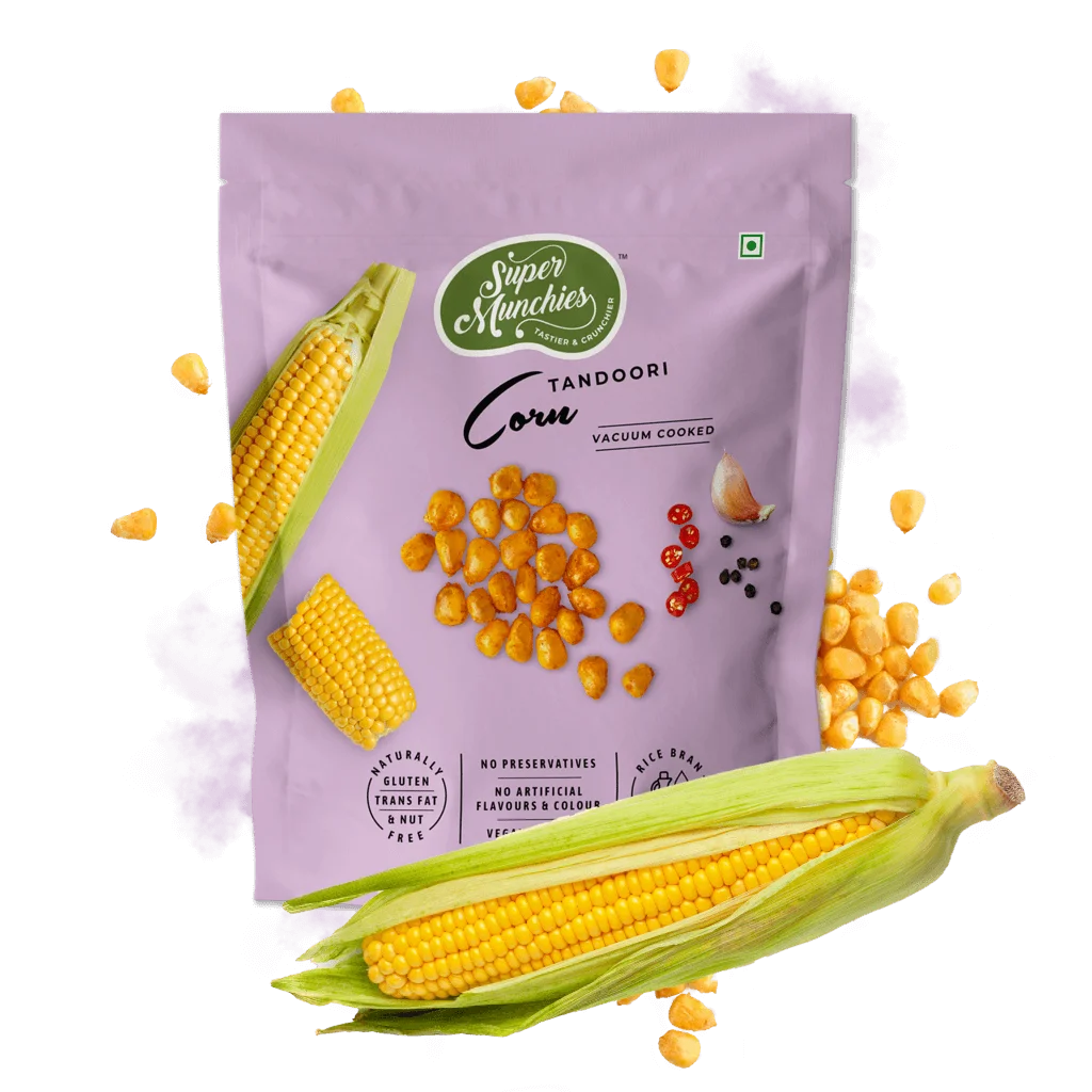 Super Munchies Tandoori Corn Snack – Vegan, Gluten-Free, Low Fat, Zero MSG
